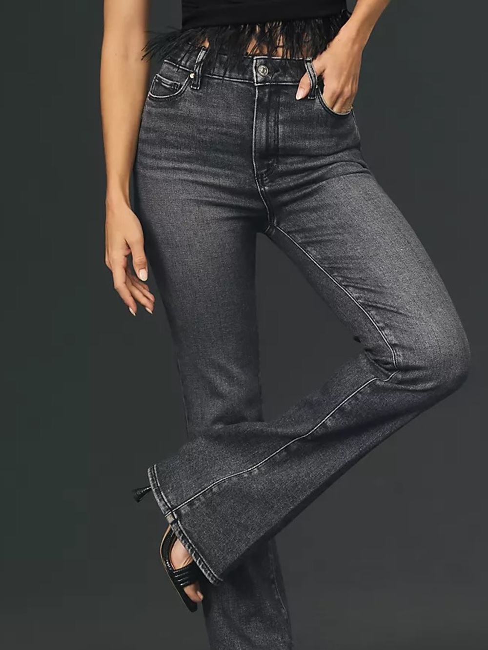 PAIGE High Rise Laurel Canyon Boot Ash Black Jeans 30
